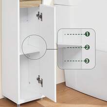 SoBuy BZR151-W Badezimmerschrank für Enge Räume - Badmöbel mit verstellbarem Regal und Schublade, schmales Badregal -platzsparendes Toilettenschrank in Holz, Weiß, 20 x 96 x 20 cm - Weiss - Übersicht 8