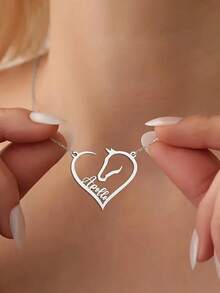 1pc Customized Running Horse Name Necklace, Unisex Stainless Steel Animal Pendant Necklace, Personalized Jewelry Gift - Multicolor 2 - View 9