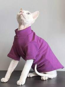 Ropa de invierno cálida para gatos Sphynx - Sudadera con cuello alto de tela de felpa, chaqueta transpirable para perros pequeños y medianos/Chihuahua, camisa suave y acogedora para resistencia al frío y al viento en otoño e invierno
