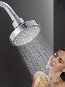 1pc Handheld High Pressure Shower Head, 3 Spray Settings, Extra Large Water Coverage, Electroplated Surface - Silver - View 1