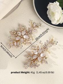 1 件装婚礼发梳夹新娘水晶婚礼发饰适用于新娘和伴娘头饰情人节 - 金色 - 查看 10