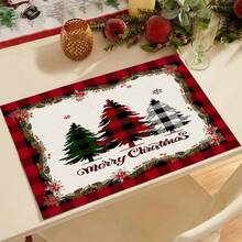 1 buc., Covoraș termorezistent de Crăciun, Față de masă festivă pentru petrecere în familie, Covoraș termic imprimat cu brad de Crăciun, Cadou de sărbători