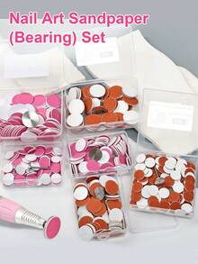 100pcs/Box Colorful Nail File Sanding Discs, Nail Grinding Discs With Bearings, Nail Care Tools, Flat Head Foot Grinding Discs - Multicolor - View 2