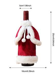 1 pieza Funda de botella de vestido de terciopelo navideño, Decoración creativa de botella de vino tinto navideño, Adecuado para decoración navideña, decoración de vacaciones, decoración de fiestas, Decoraciones navideñas, Pijamas navideños, Regalos navideños, Decoración navideña - Multicolor - Ver 11