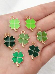 5-20pcs Alloy Enamel Lucky Four-Leaf Clover Flower Pendant, Green Four-Leaf Clover Flower Pendant, Multi-Color Four-Leaf Clover Pendant, Suitable For Making Jewelry, Earrings, Necklaces, Bracelets, Anklets, Phone Straps, Keychains, Bag Charms, Ideal For Holiday Gifts, New Year, Christmas, Halloween - Accessories - View 6