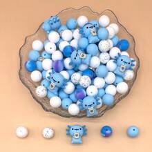 35 piezas Conjunto de cuentas de silicona DIY, cuentas espaciadoras de silicona 3D con diseños de unicornios y animales coloridos impresos, adecuado para hacer joyas DIY hechas a mano, accesorios para llaveros, pulseras, bolígrafos, colgantes de teléfono, adornos de bolso, suministros de manualidades lindos, regalos para fiestas