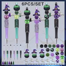 6 Stücke lila Hexe & grüne Gift Silikon Perle Acryl Perle DIY Perlen Stift Anhänger Set, kreatives Geschenk Büro & Schul Zubehör DIY Schmuckherstellung Set