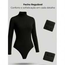 Suplex Second Skin Leotard Bodysuit Long Sleeve High Neck Comfortable - 黑色高領緊身衣 - 查看 11