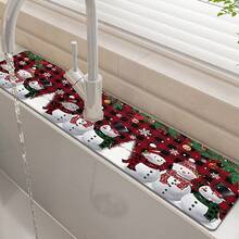 1 件硅藻泥圣诞雪人装饰防滑硅胶水龙头排水垫，厨房排水垫，适用于浴室和厨房水龙头的保护和装饰。 - 彩色 - 查看 4