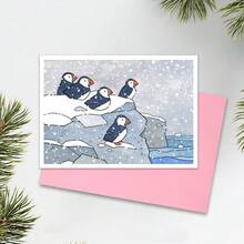 Tarjetas de Navidad, tarjetas navideñas con frailecillos en la nieve, tarjetas con tema natural, felicitaciones, cumpleaños, tarjetas de Navidad divertidas para el novio, tarjetas de , tarjetas de aniversario, tarjetas de viaje - Multicolor - Ver 10