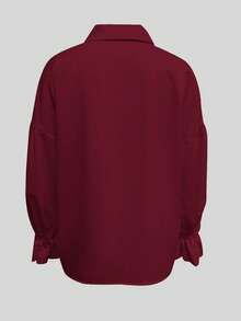 Áo kiểu nữ thanh lịch, sang trọng, tay phồng, cài cúc phía trước, viền bèo nhún, thích hợp cho lễ hội âm nhạc, lễ tốt nghiệp, kỳ nghỉ hè, mùa xuân, đi biển, sinh nhật, tiệc tùng, du lịch, trang phục thường ngày, phong cách Y2K. - Màu Đỏ Sâu - Xem 9