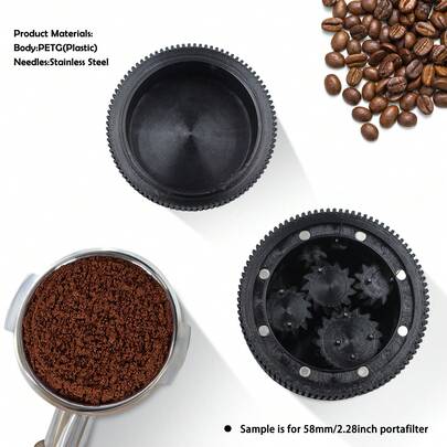 1 Set Italian Espresso Coffee Magnetic Tamper, Planetary Coffee Tamper Set, Espresso Coffee Loose Powder Tamper, Non-Concentric Coffee Tamper, Includes 1 Tamper, 1 Base, 10 Replacement Needles, Fits 51mm, 54mm, 58mm Dual/Triple Spout Handles