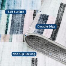 Modern Home Decor Patchwork Living Room Area Rug Stain Resistant Non Slip Hallway Runner Rug Printed Thin Low Pile Mat Throw Rug Washable Bordered Carpet Easy To Clean Soft Non Shedding Floorcover For Dinning Room Kitchen Laundry Bathroom Bedroom - 藍色 - 查看 7