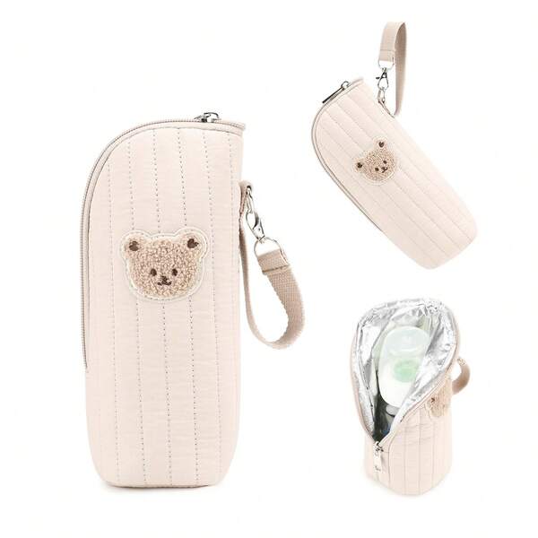 Cartoon Bear Insulated Milk Bottle Bag, Portable Bottle Holder For Stroller