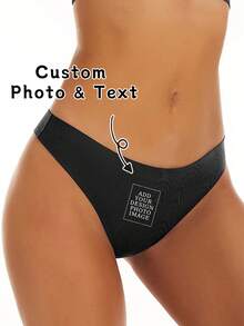 Tangas personalizados con nombre para mujer, ropa interior personalizada con foto del rostro como regalo para ella, novia, esposa, lencería nupcial