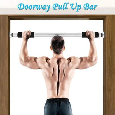 GoDyna Pull Up Bar Doorway Adjustable No Screw Chin Up With Soft HandleStrength Training 63-100cm Stainless Steel Pullup Fitness Upper Body For Home Gym