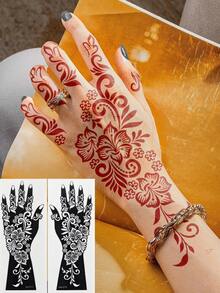 2 Sheets Floral Reusable Tattoo Stencils Temporary Tattoo Sticker Body Art Tattoos Stencils Sticker Glitter Tattoo Template For Hand Body Art Designs