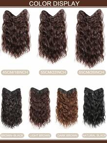 1PC V-Shaped Clip-In Hair Extensions For Women Multi-Color 22-Inch Length Natural Wave Synthetic Heat-Resistant Fiber Wig Suitable For Everyday Wear