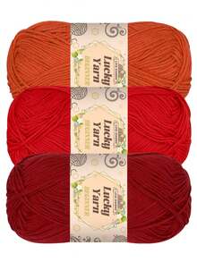3pcs High Quality 4-Ply 100% Acrylic Yarn, Suitable For DIY Knitting And Crochet Projects - Great For Scarves, Blankets, Sweaters And Rugs - Available In Multiple Colors, Autumn/Winter - Multicolor - View 5
