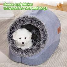 Cama de mascota de felpa gruesa y cálida, adecuada para gatos y perros, otoño/invierno