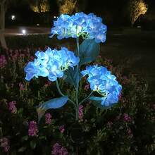 4/2/1pcs Solar Hydrangea Flower Light With 3-Head, Outdoor Courtyard Decoration, LED Simulation Flower Light, For Outdoor Yard Garden Lawn Patio Courtyard Fences Driveway Pathway Decoration, Valentine's Day Gift, Gifts For Mother Or Lovers(Pink, White, Blue, Purple) - 3頭繡球花 - 查看 6