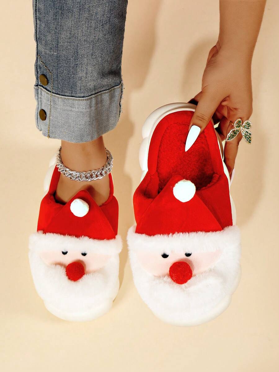 2025 Nouvelles Pantoufles en peluche du Père Noël pour l'automne/hiver, pantoufles d'intérieur chaudes unisexes