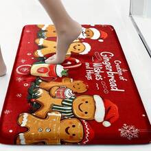 1pc/3pcs Gingerbread Man Christmas Themed Bath Mat, Warm And Joyful Carpet - Washable And Easy To Clean, Suitable For Bathroom, Laundry Room, Living Room, Bedroom, Kitchen, Christmas Home Decor Rug Set; Bath Mat: Bathroom Mat, Bath Rug, Door Mat, Small Rug, Carpet, Mat, Home Decor, Area Rug, Outdoor Mat, Home Decor, Area Carpet, Bedroom Carpet, Washable Rug