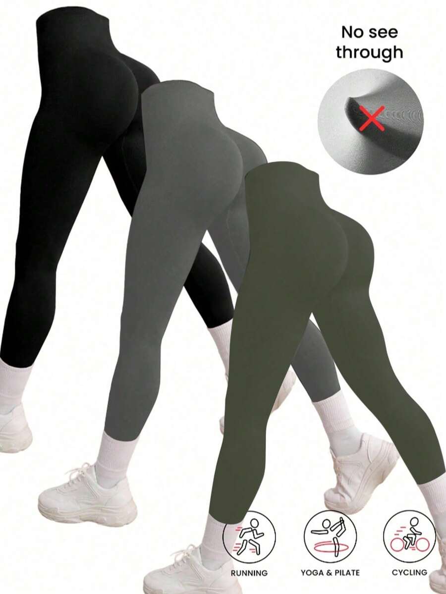 高腰無縫女款健身褲，柔軟彈性，修飾腰線與提臀，適合健身、瑜珈、跑步，春季運動穿搭