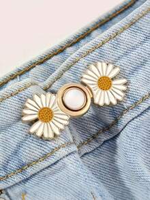 2pcs Women's Alloy Waist Buckle Combination - Pants Waist Circumference Reduction Tool, Anti Light Out Fixed Buckle, Detachable Seam Free Closure, Adjustable Waist Circumference Change From Large To Small Closure, Suitable For Jeans And Skirts, Flower Combination Waist Closure Buckle - Multicolor - View 8