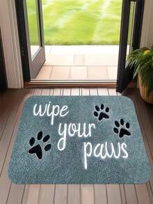 1pc New Dog Paw Print Welcome Mat, Suitable For Living Room, Bedroom, Indoor - Machine Washable - Flannel Material, Delicate Wrap, Skin-Friendly, No Pilling, Water-Resistant Easy Care, Odorless - Ideal For Home Decor, Room Decor, Living Room Carpet, Bedroom Carpet, Bathroom Carpet, Kitchen Carpet, Area Rug, Hotel Decor - Area Rug, All Season Use.