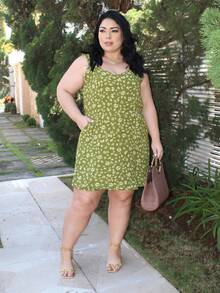 Women's Plus Size Jumpsuit Short Skirt With Printed Lining Summer - 顏色 35 - 查看 7