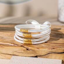 5pcs Cute And Sweet Colorful Glitter Jelly Bangle With Bow Tie, Bracelets Stack Perfect For Party And Daily Use