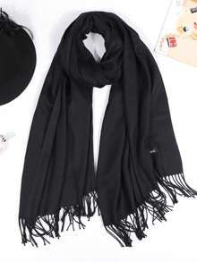 1 Stück Damen Einfarbiger Fransen Eleganter, leichter und weicher Schal für Outdoor Sonnenschutz