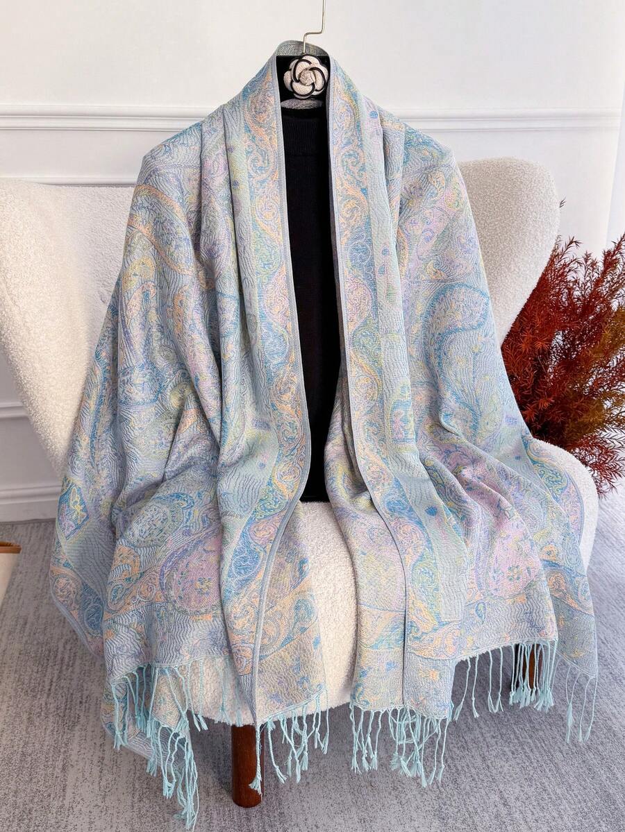 1 Khăn choàng tua rua Jacquard Boho dành cho nữ, khăn choàng dệt Paisley, khăn trùm đầu họa tiết đá Pashmina, dòng màu hồng, nhiều họa tiết thanh lịch, thích hợp làm quà tặng, thích hợp cho các buổi đi chơi hàng ngày vào mùa thu và mùa đông để mặc