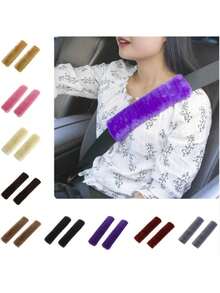 2Pcs Soft Car Seatbelt Cover Sheepskin Seat Belt Pillow Pad Seat Belt Strap Cover Shoulder Pads For Bag Car Accessories - Multicolor - View 12
