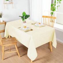 2 Paquetes de Mantel Rectangular de Lino Sintético - Mantel Lavable Resistente a Arrugas y Manchas para Cocina, Comedor, Fiesta y Cena, Color Champán, 70 X 108 Pulgadas - Paquete de champán 70 x 1082 - Ver 3