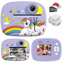Süße kleine Pony-Formen Sofortbildkamera, 1080P HD Linse Kamera mit Sofortbilddruck, inklusive 5 Rollen Druckpapier und 32GB Speicherkarte, wiederaufladbarer Akku, ideales Geschenk für 3-14 Jahre alte Jungen und Mädchen - Verschiedenfarbig - Übersicht 15