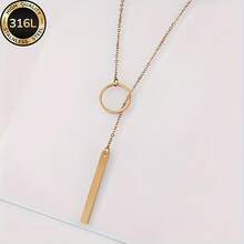 Elegant Minimalist Women'S Necklace - 18K Golden Plated Stainless Steel Pendant, Delicate Chain With Smooth Edges, Dainty Everyday & Formal Jewelry, Valentine's, Year-Round Wear - Versatile Her - Vàng - Xem 8