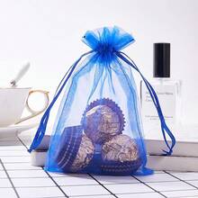 2025Organza Gifts Bags Sets Of 50 Drawstring 4x6 Inch Pink For Baby Shower,Girl Birthday,Party Favors,Wedding,Bridal Shower,Graduation,Halloween,Bulk Sheer Fabric Mesh Tie Sack For Jewelry,Candy - Xanh đậm - Xem 3