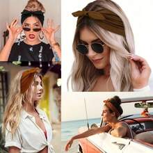 4-Pack Wide Rabbit Ear Elastic Ribbon Hair Accessories Set, Sports Yoga Headband, Soft And Comfortable Wide-Brimmed Headband, Women's Valentine's Day/Christmas Gift. Non-Slip Soft Elastic Headband, African Style Thick Sports Gym Headband, Headband. - 4個兔耳頭帶 - 查看 7