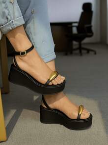 Comfortable Women's Wedge Sandal Promotion New Blogger - 黑色 - 查看 1