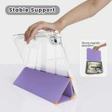 For IPad Case Compatible With A16 Models From The 11Th And 10Th Generations (2025/2022), As Well As IPad Air M2 M3 11inch/13inch Ipads, Ipad Pro M4 11inch/13inch, It Features A Holder For The Pencil, A Hard Clear Transparent Back Shell, A Soft TPU Shockproof Frame Cover, And An Auto Sleep/Wake Function.