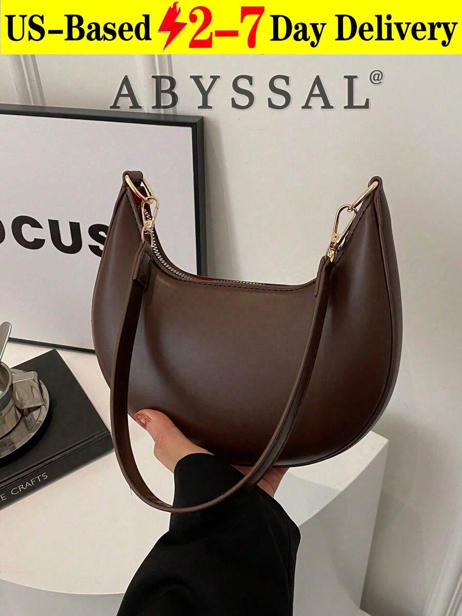 Ladies Bag; Korean Version Of Fashion Retro Handbag For Women; Tote Bag New Fashion Simple Texture Single Shoulder Bag Leisure Handbag Crescent Moon Small Travel Accessories,Halloween,Halloween Decor,Fall Decor[US Local Warehouse] - Nhiều màu - Xem 1