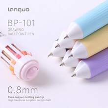 Languo 60-Color Oil-Based Ballpoint Pen - 10-Color Combined With 1-Color Multi-Color Pen For Diary Writing, Drawing And Note-Taking - 0.8mm Cute Cartoon Soft Grip Gel Pen, Gel Pen - Student Comic Drawing Colored Ballpoint Pen, Notebook Pen, Creative Stationery