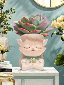 New Fairy Cute Magic Elf Girl Succulent Small Flower Pot Balcony Gardening Creative Landscape Pottery Storage Vase Decoration Vase - Multicolor - View 12