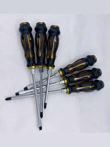 1 件装强力磁性螺丝刀 - 一字头冲击锤螺丝刀，符合人体工程学的防滑手柄，重型热处理钢制维修工具，适用于家居装修、DIY 项目、电子产品、家具组装、汽车和家电维修 - 彩色 - 查看 6