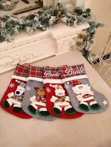 1 Peça Conjunto de Embalagem de Presente Personalizado de Halloween e Natal, Meia de Natal com Figurinha 3D Fofa, Decoração de Natal, Sacola de Presente, Sacola de Presente Meia de Doces, Conjunto de Decoração Bordada Personalizada - Decoração Personalizada com Nome/Texto - Pingente de Papai Noel, Sacola de Meia, Decoração de Árvore de Natal, Decoração de Festa de Sacola de Doces, Decoração de Casa para Feriados, Artesanato de Pingente de Feriado