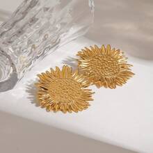 S SHOPBOHO 1 Paar INS Edelstahl 18 Karat vergoldete strukturierte Kreis Ohrringe für Frauen