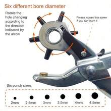 1Pcs Hole Puncher 6 In 1 Multi-Function Portable Leather Puncher Hole Puncher Household Tool Punching Pliers - Default - View 2