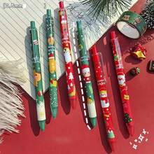 12pcs Christmas Gel Pens, Cartoon Retractable Ballpoint Pens With Classic Christmas Elements Like Santa Claus, Christmas Tree, Snowman, Reindeer, Black Ink, Suitable For School, Christmas Party Favors, Christmas Gift Fillers, Gift Packaging Decorations